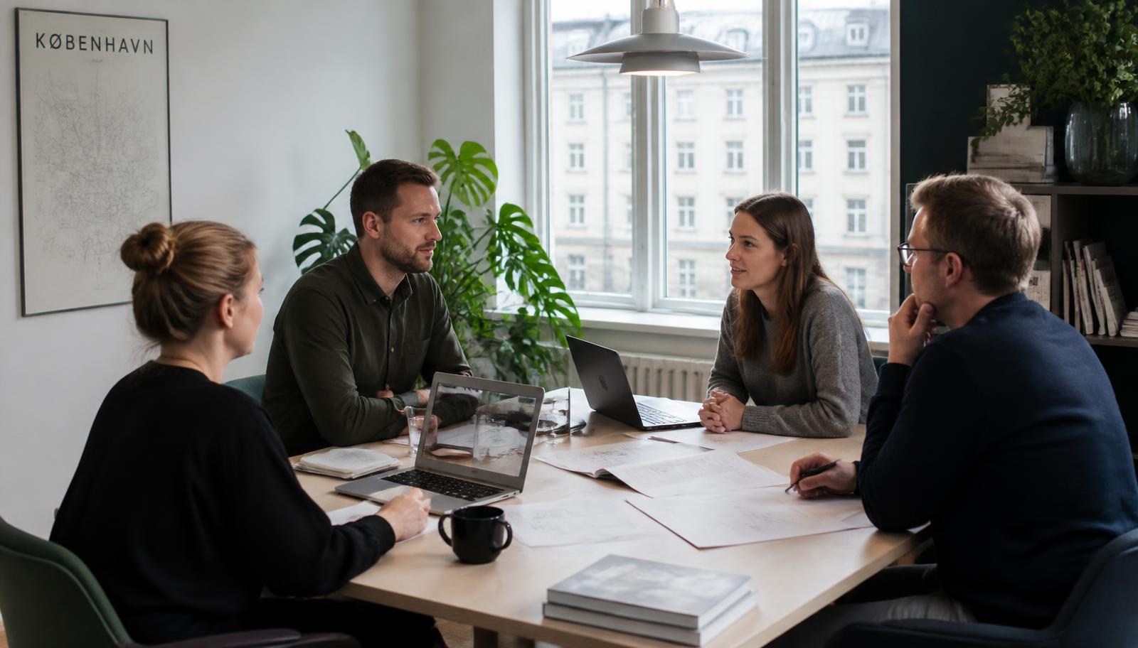 Dansk team samarbejder om juridiske sager på et kontor i København